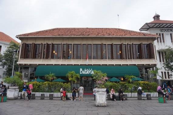 인도네시아 자카르타 올드타운 지역에 위치한 카페 바타비아 전경.