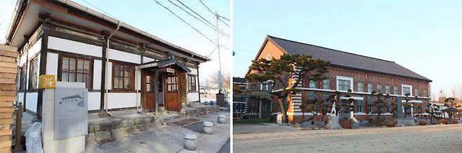 강경 상권의 흥망성쇠를 엿볼 수 있는 구 강경노동조합 건물은 현재 강경역사문화안내소로 사용된다. / 1937년에 준공한 강경 중앙초등학교 강당