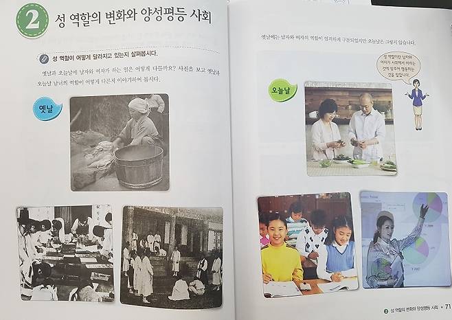 초등학교 4학년 2학기 사회 과목엔 ‘양성평등’을 가르치는 단원이 포함돼 있지만 성 고정관념은 거의 달라지지 않았다. 초등젠더교육연구회 제공