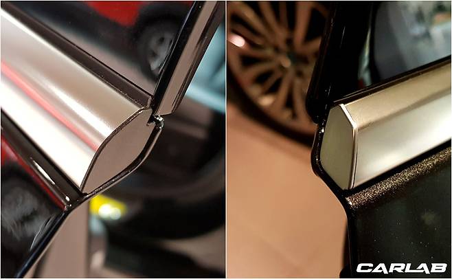 그랜저(좌)와 G80(우)은 별도의 마감재를 씌웠다