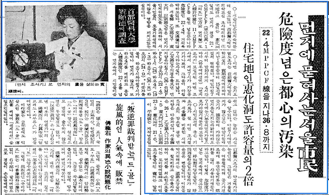 1963년 2월12일 경향신문의 ‘먼지에 묻혀 사는 서울시민’ 기사. “서울의 먼지가 심각해 시민 안전에 위협이 된다”고 설명했다. ⓒ 네이버 뉴스 라이브러리