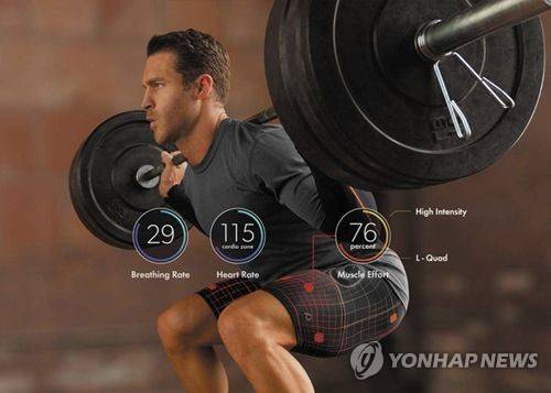 입기만 해도 운동데이터가 측정되는 스마트 운동복 [아토스 제공=연합뉴스]