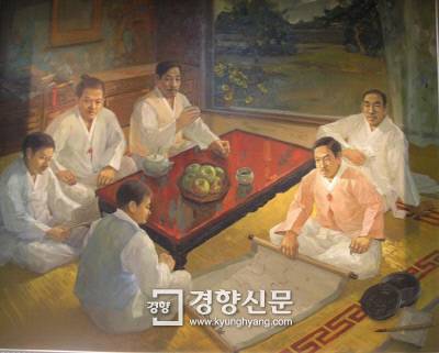이회영 일가 6형제가 독립운동을 위해 만주 망명계획을 짜던 모습을 그린 그림.