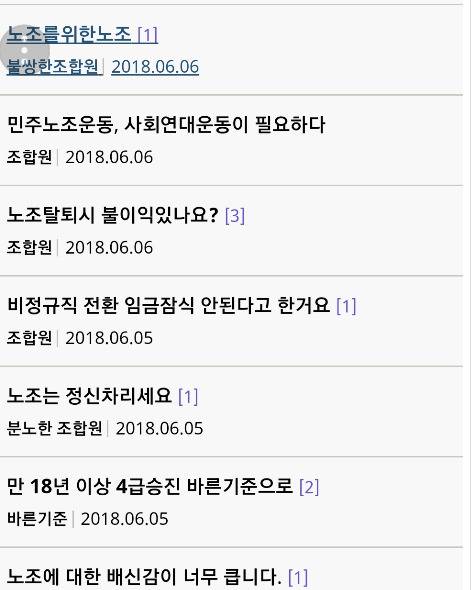 전환평가 관련 논의 내용이 알려진 뒤 서노조 게시판에 조합원들이 반발하는 글을 게시했다. [서노조 게시판 캡쳐]