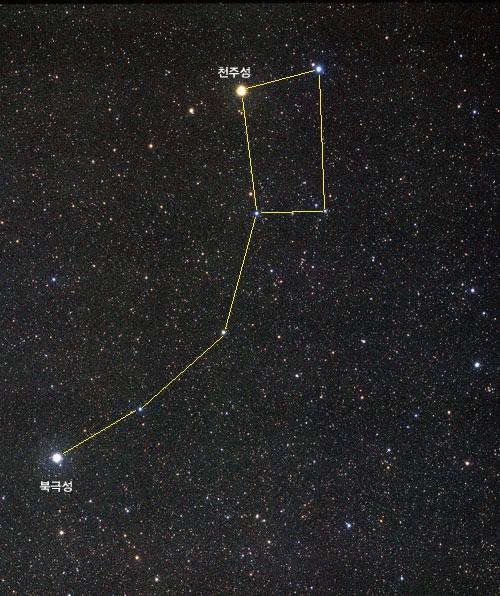현재 하늘의 북극에는 작은곰자리의 알파별9북극성)이 자리하고 있다.