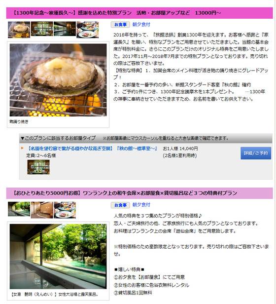 주로 ①방 타입 ②식사 옵션 두가지를 선택하면 된다.