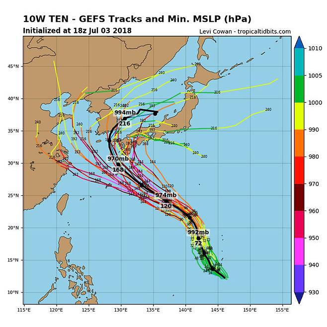 태풍 ‘마리아’ 예상 진로(자료:Tropical Tidbits)