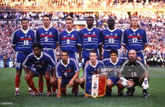 1998년 프랑스 월드컵의 프랑스 대표팀. 지네딘 지단, 릴리앙 튀랑 등[사진=게티이미지]