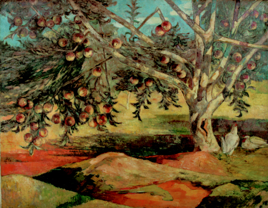 이인성의 1942년작 ‘사과나무’ 91x116.5cm 캔버스에 그린 유화, 대구 명덕초등학교 소장 /사진제공=대구미술관