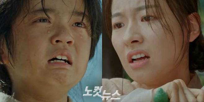 tvN 주말드라마 '미스터 션샤인'에서 어린 유진 역을 맡은 김강훈과 유진의 어머니 역을 맡은 이시아 (사진='미스터 션샤인' 캡처)