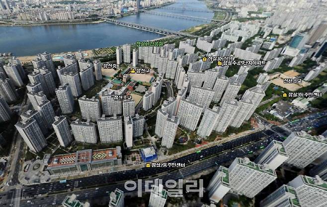 송파구 잠실동 리센츠 단지 항공사진(네이버 항공뷰)