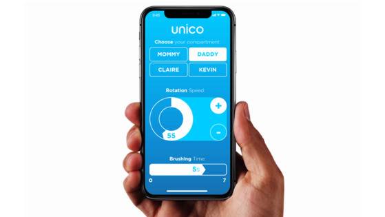 유니코(Unico)의 칫솔 전용 애플리케이션. 시간과 강도 조절이 가능하다.