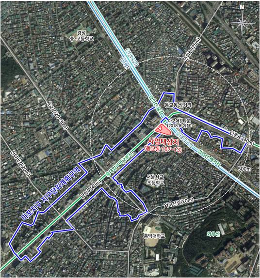 이번에 지구단위계획이 변경된 서울 마포구 동교동 167-13번지 위치. 사진=서울시