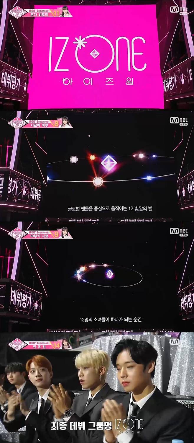 ▲ '프로듀스48'로 데뷔하는 걸그룹 이름은 '아이즈원'이다. 사진|방송화면 캡처