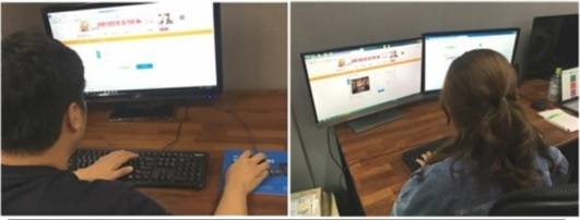 티켓팅 대결 중인 구구펀 이상현 이사(좌)와 MBN 인턴기자(우). 반응속도와 소요시간이 짧을수록 티켓팅에 유리한데, 이 이사는 낮은 사양의 컴퓨터를 사용하고도 높은 사양의 컴퓨터를 사용한 인턴기자보다 반응속도와 소요시간에서 압도적 우위를 기록했다. / 사진=MB