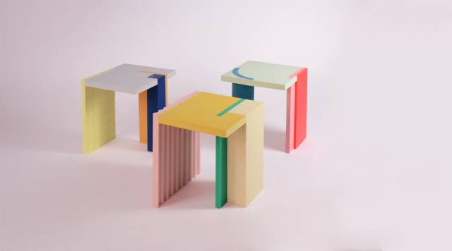 아크릴 수지에 대한 실험의 결과물 사이드테이블 ‘GRAPHIC’. /사진제공=노트스튜디오