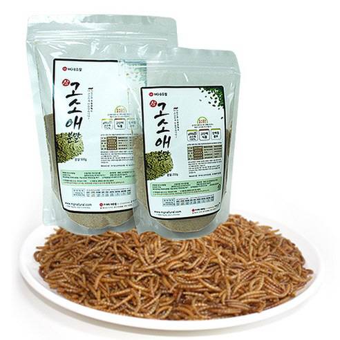 식용곤충 회사 (주)MG내추럴이 온라인 쇼핑몰 쿠팡에서 판매하고 있는 건조골드고소애 상품 모습. 시중에선 ‘밀웜’이란 영어식 이름으로도 판매한다.