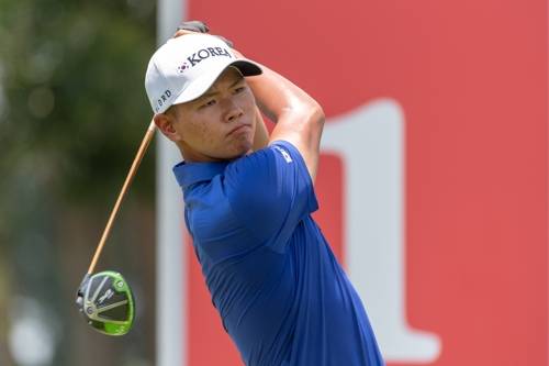 1라운드 경기 펼치는 하진보[아시아 태평양 아마추어 챔피언십 제공]