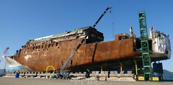 ▲ 세월호 선체에서 스테빌라이저 위치. 사진=김예리 기자