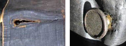 ③ 판초 우의 중간에 단추구멍과 단추가 있다. 이를 연결한다. 요즘은 똑딱이 단추로 되어 있다.