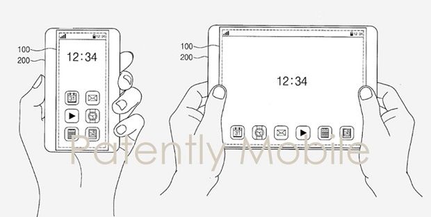 삼성전자가 화면 크기를 줄였다 늘일 수 있는 스마트폰 특허를 출원했다. (사진=페이턴틀리모바일)