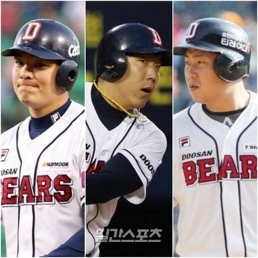 두산을 대표하는 선수였지만 FA 계약으로 모두 팀을 떠나게 된 민병헌(왼쪽부터) 김현수, 양의지. IS 포토