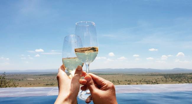 리조트 객실에 매일 제공되는 샴페인.