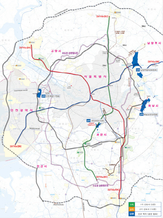 3기 신도시 위치도.<국토부 제공>