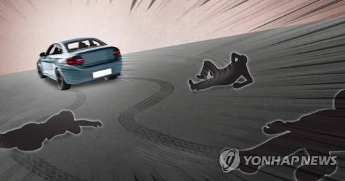 승용차 차량으로 사람들 치고 도주ㆍ뺑소니(PG) [이태호 제작] 사진합성·일러스트