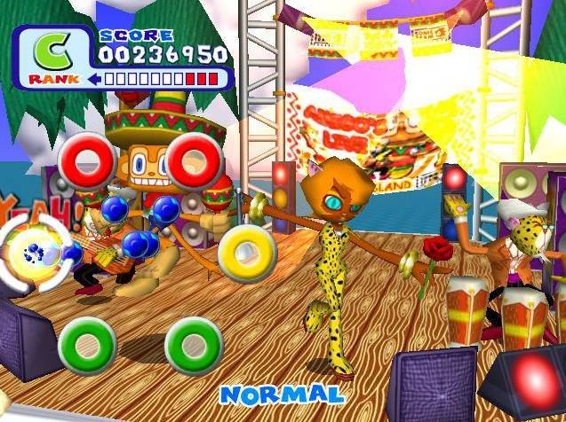 (2개의 곤봉같은 마라카스 컨트롤러를 들고 정해진 위치에 맞춰 흔들면 된다)