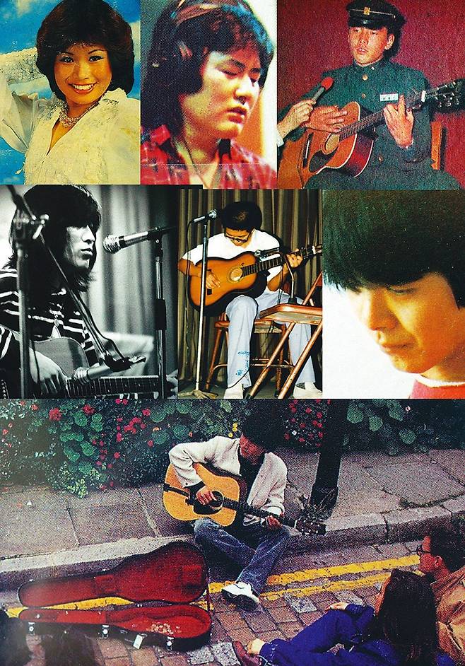 1959년 돼지띠 가수 현숙·권인하·조하문(위 왼쪽부터)·이원재·김두수·임지훈(가운데 왼쪽부터)·김목경(아래) 데뷔 시절 사진들.