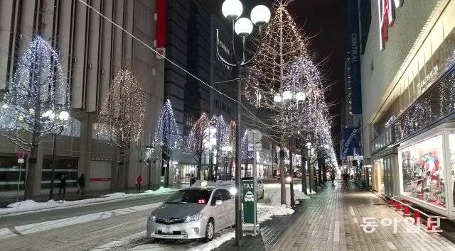 삿포로 화이트일루미네이션-겨울철 삿포로 시내 가로수에 설치된  인공조명. 김동주기자 zoo@donga.com