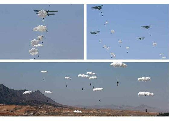 2017년 4월 13일 특수작전부대 강하 및 대상물 타격경기대회. 이 대회에서 특수작전대대가 우승했다. [사진 노동신문]