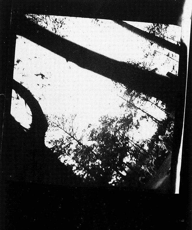 사진3 : 촬영자 미상, 아우슈비츠 제5소각로 가스실로 이동하는 포로들, 1944년 8월. 아우슈비츠 비르케나우 박물관.