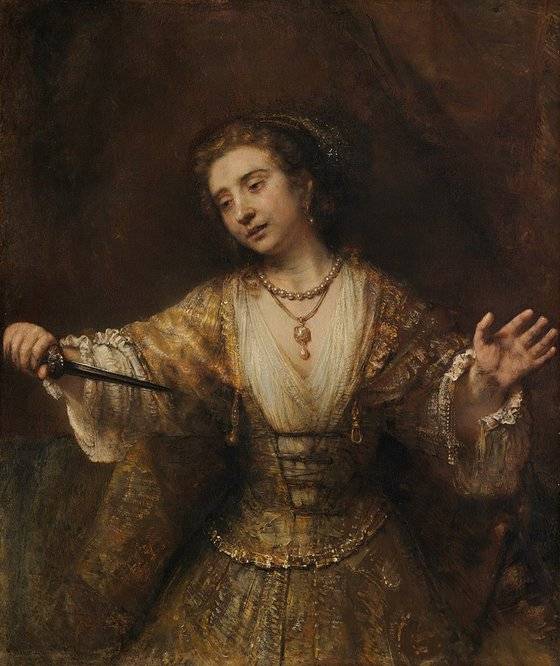 렘브란트 반 라인, 루크레티아, 캔버스에 유채, 1664, 120cm x 101cm, National Gallery of Art, Washington D.C. [출처 Wikipedia]
