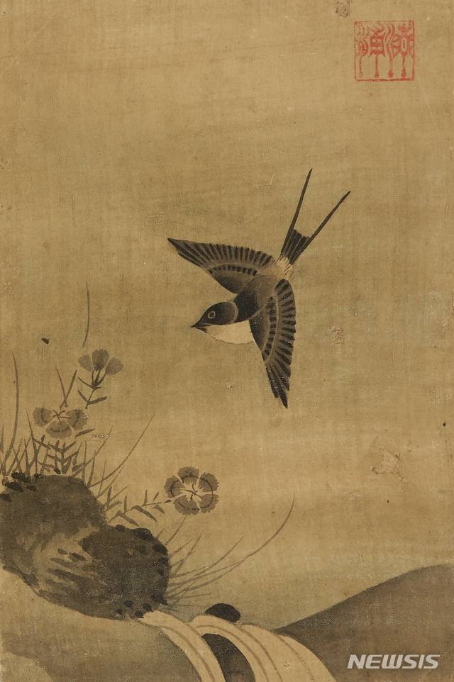 패랭이꽃과 제비, 김식, 조선 17세기