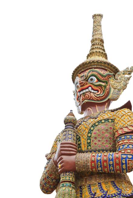 태국의 야차상. 방콕의 왕실 사원 왓 프라깨우(Wat Phra Kaew)에 있다.