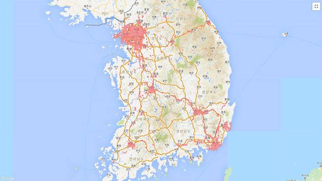 KT 5G 커버리지맵(4월 5일 공개)