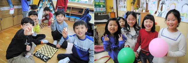 지난 10일 1교시 블록수업을 마친 뒤 30분 동안의 ’중간 놀이’ 시간에 자유롭게 놀이하는 서울상원초등학교 아이들. 김지윤 기자