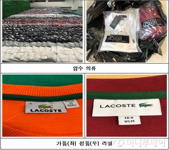 관세청 서울세관본부가 압수한 짝퉁 폴로 랄프로렌·라코스테 의류/사진=관세청 서울세관본부