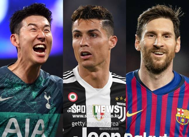 ▲ 왼쪽부터 손흥민, 호날두, 메시
