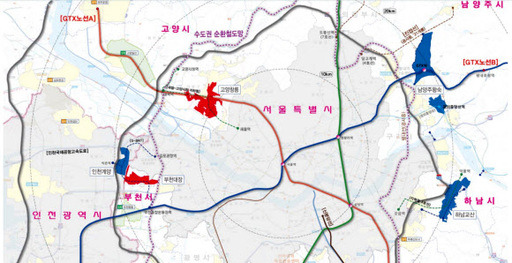 국토부가 7일 '수도권 주택 30만호 공급방안' 제3차 신규택지 추진계획을 발표했다. 국토부는 지자체 협의(∼‘19.4월) 등을 거쳐 28곳에 11만호 입지 확정 했다며, (신도시) 고양창릉, 부천대장 등 2곳에 5.8만호를 조성하기로 했다. 사진은 신도시 위치도. 국토부 제공