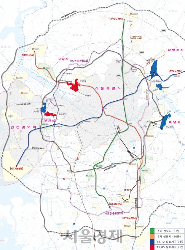 3기 신도시 위치도
