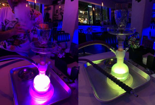 후카 체험 인증샷. 이색적인 분위기와 기구 때문에 SNS에서는 ‘허세샷’, ‘일탈 체험’ 등 놀이 문화로 다시 떠오르고 있다. / 강신우 기자