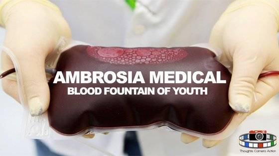 노인에게 젊은 피를 수혈해 주는 서비스를 제공하는 미국의 스타트업 '암브로시아'의 광고. 그러나 지난 2월 이같은 서비스는 임상적으로 근거가 불충분하다며 미국 식품의약처에 의해 금지됐다. [사진 암브로시아]
