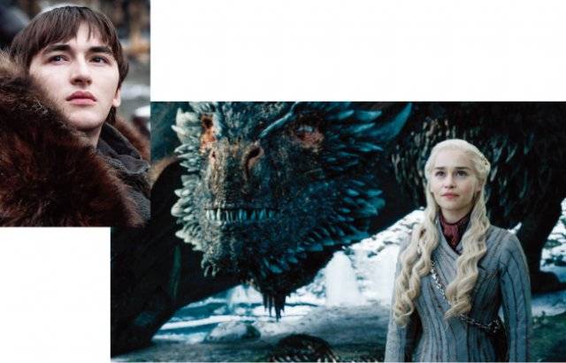 왕좌의 게임의 최종 승자가 되는 브랜 스타크(왼쪽)와 3마리 용을 거느리고도 최종 승자가 되지 못하는 대너리스 타가리엔. [사진 제공 · HBO]