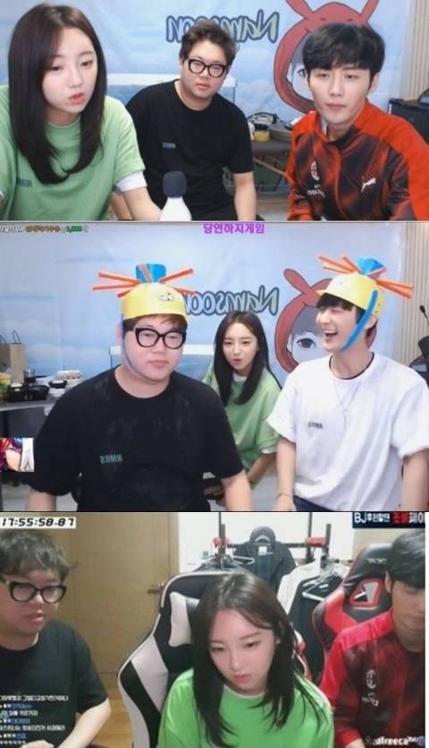 ▲ BJ 외질혜, 감스트,NS남순(제일 위 사진, 왼쪽부터)가 '성희롱 발언'으로 뭇매를 맞고 있다. 아프리카TV 캡처