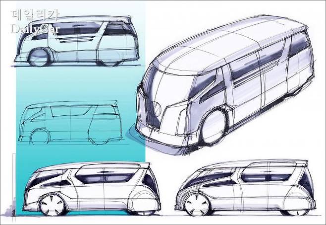 손 스케치에 의한 외장 아이디어 스케치의 사례