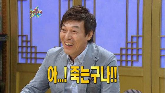 2010년 ‘무릎팍도사’에 출연해 단명 전문 배우의 서러움을 고백하는 김갑수. 그해 방송된 드라마 ‘즐거운 나의 집’에서는 1분 20초 만에 사망한 적도 있다. [사진 MBC]