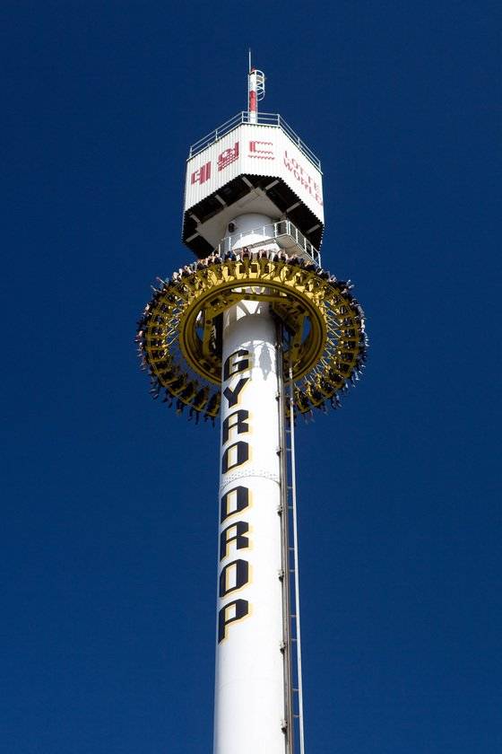 1998년 4월 11일 자이로 드롭이 운행을 시작했다. IMF 외환위기를 벗어날 수 있었던 효자 상품이다. [중앙포토]